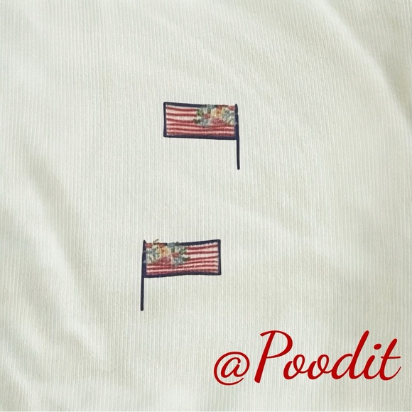 GILLI two piece French Terry cream flag print oversized shorts outfit S M L - Picture 7 of 7